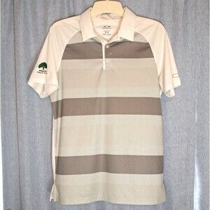 Oakley Men’s Polo Regular Fit Medium Golf Short Sleeve Shirt White Gray Striped